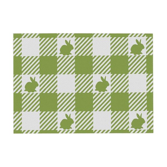 SIYTUAU Rabbits Print Placemat Easter Decoration Western Style Placemat Antis Dirty Linen Insulation Placemat 45X30Cm Linen Easter Bunny Print Placemat Table Mat Heat Resistant Washable Di
