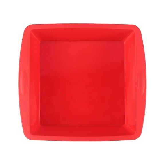 SIYTUAU Red Food Grade Silicone Bread Cake Pan Loaf Mold Bakeware 7.5X7X2 Inches Non-Stick Chiffon Cake Tray Oven Safe Baking Tool For Homemade Bread Pastries Desserts Red