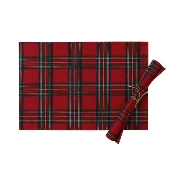 SIYTUAU Red Plaid Christmas Table Mats Heat Resistant Washable Cloth Kitchen Placemats Holiday Decor For Home Festive Dinner Setting A