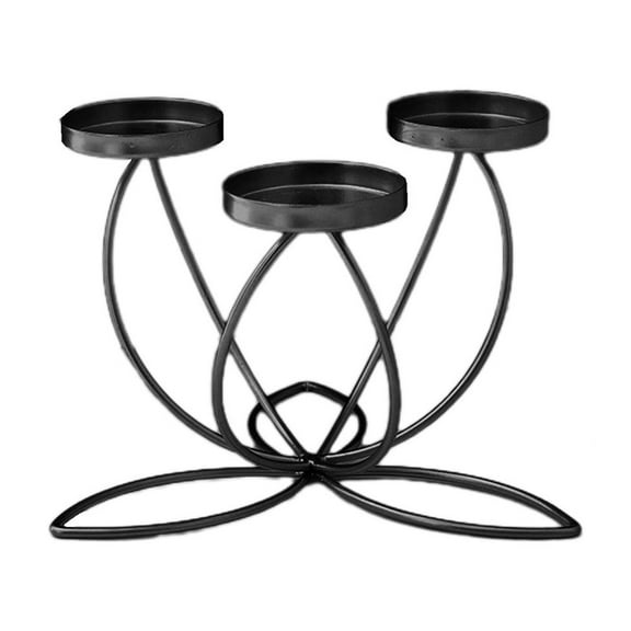 SIYTUAU Romantic Iron Candle Holder Three Heads Cup Candle Stand For Dinner Decor Free Size Black Iron Material Candlelight Dinner Candle Holder Black