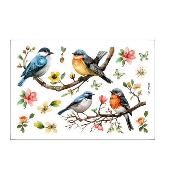 SIYTUAU Self Adhesive Window Sticker Tree Birds Silhouette Decorative Peel Stick Wall Decor Nature Theme Glass Art Decal Bedroom Beautification A Plastic A