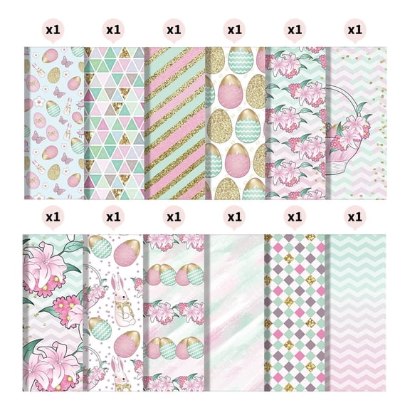 SIYTUAU Set Of 12 Colorful Handmade Scrapbook Paper Sheets For Easter Outfit And Diy Crafts Background Material For Magazine Collage Journaling And Party Decorations