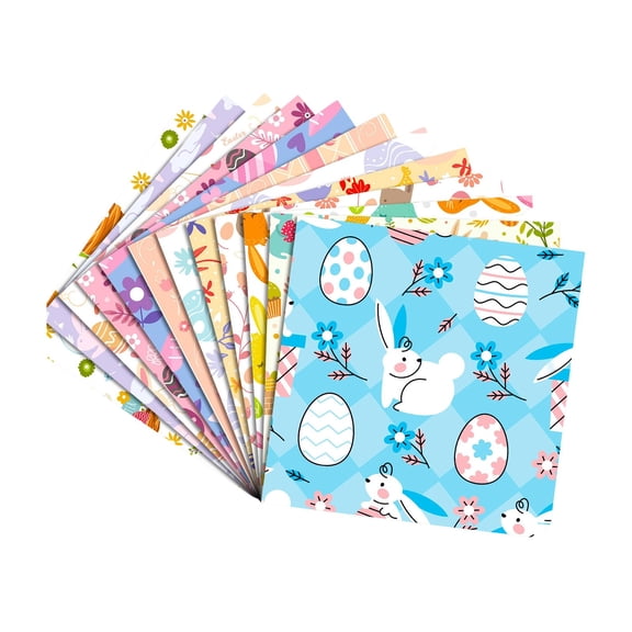 SIYTUAU Set Of 12 Colorful Handmade Scrapbook Paper Sheets For Easter Outfit And Diy Crafts Background Material For Magazine Collage Journaling And Party Decorations