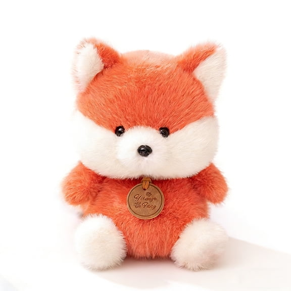 SIYTUAU Short Plush Fox Doll Desk Companion Decorative Toy Soft Stuffed Animal Figure For Table Shelf