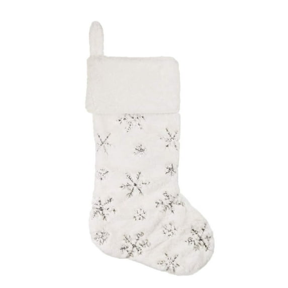 SIYTUAU Silver Christmas Stocking Gift Bag For Festive Decor And Gift Giving 18Cm X 45Cm Size Nylon Spandex Material 1 Unit With Holiday Designs For Family Celebrations Silver