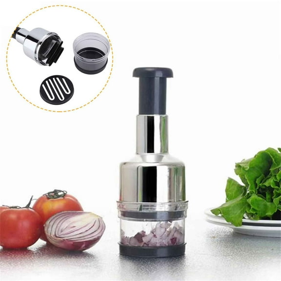 SIYTUAU Stainless Steel Ginger Garlic Chopper Dicer Grinder Kitchen Tool Multifunctional Mincer Food Processor Manual Chopper Silver Steel silver