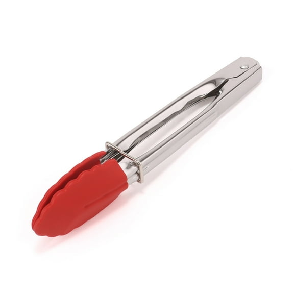 SIYTUAU Stainless Steel Plastic Food Tongs Red For Baking Cooking Kitchen Utensils Food Tongs For Steak Bread Baking Red