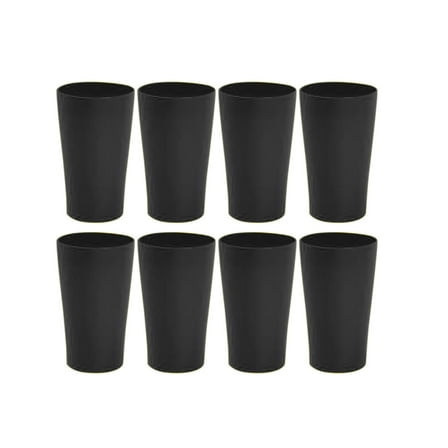 SIYTUAU Straw Cup Light Pattern Water Cup Black Set Of Eight Indestructible Drinking Cups Reusable For Kitchen Family Party Outdoor Use Straw Cup Black