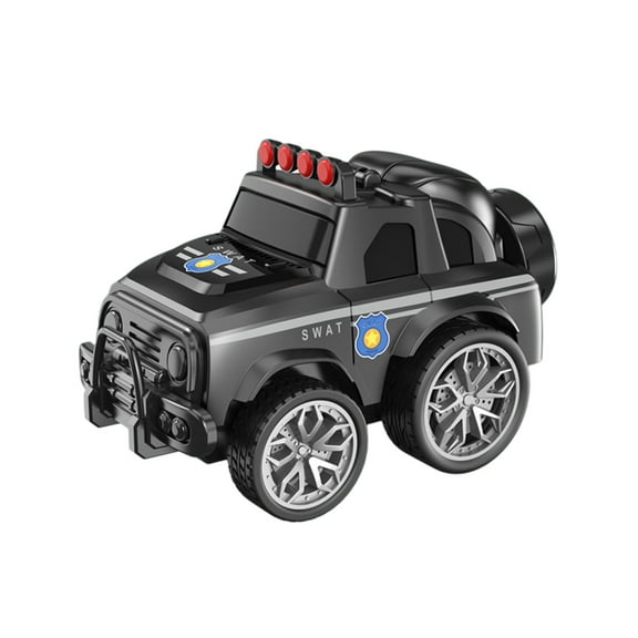 SIYTUAU Stunt Car Friction Powered 360 Degree Rotation Off Road Police Suv Vehicle Toy For Toddlers Plastic Material Black Black
