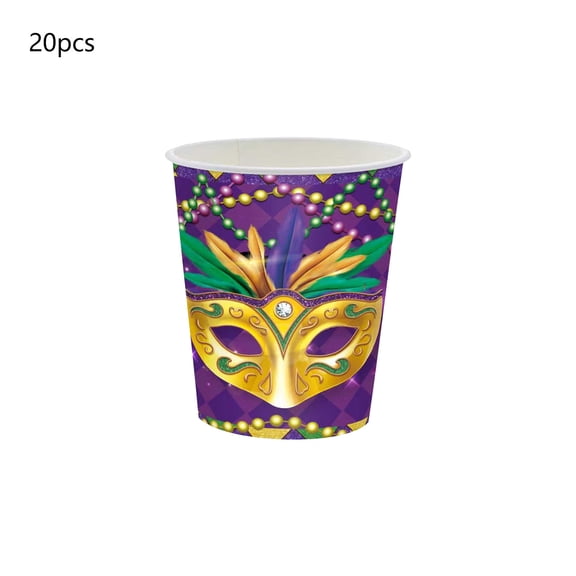 SIYTUAU Style C 20Pcs Carnival Party Cutlery Set Plates Cups Napkins Tablecloth Paper Mardi Gras Themed Party Supplies Tableware Set C