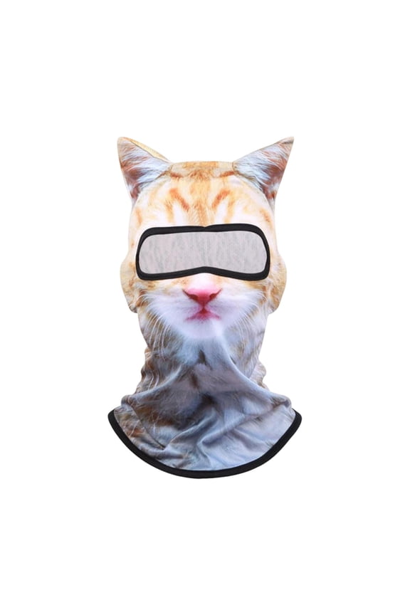 Sunscreen Face Mask Outdoor 3D Animal Pattern White Color Nylon Spandex Material For Summer Uv Protection Sports Hiking Comfortable Head Cover For Cycling Activity White