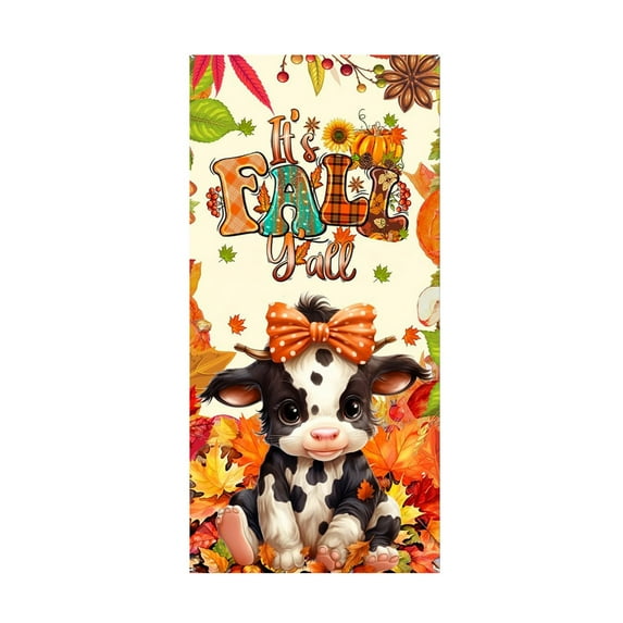 SIYTUAU Thanksgiving Maple Leaf Pumpkin Photography Background Cloth Festival Decoration Party Photography 90X180 Cm 35.4X70.9 Inches Polyester Fabric Autumn Decor Size A For Party A