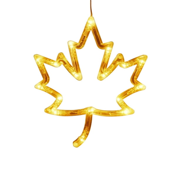 SIYTUAU Thanksgiving Window Lights With Suction Cup Fall Decor Holiday Lighted Decoration For Home Maple Leaf Design A