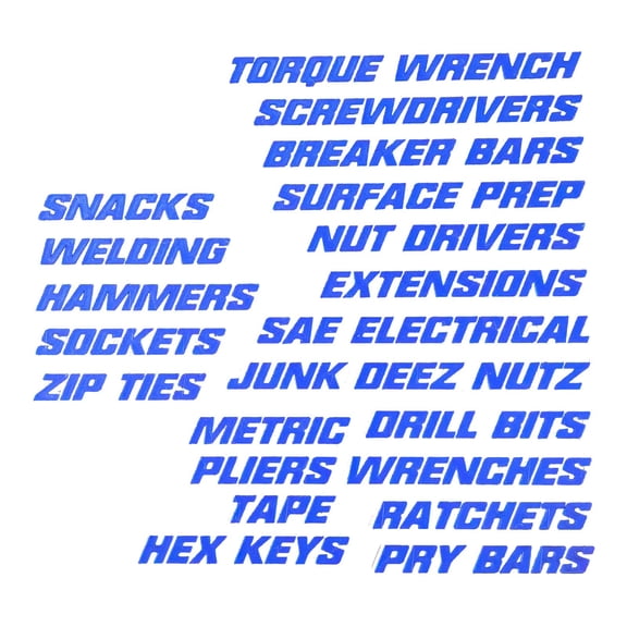 SIYTUAU Tool Box Organization Magnetic Labels With Magnetic Tape Plastic Material Blue Color For Diy And Storage Set Of 23 Labels Magnetic Labels Blue