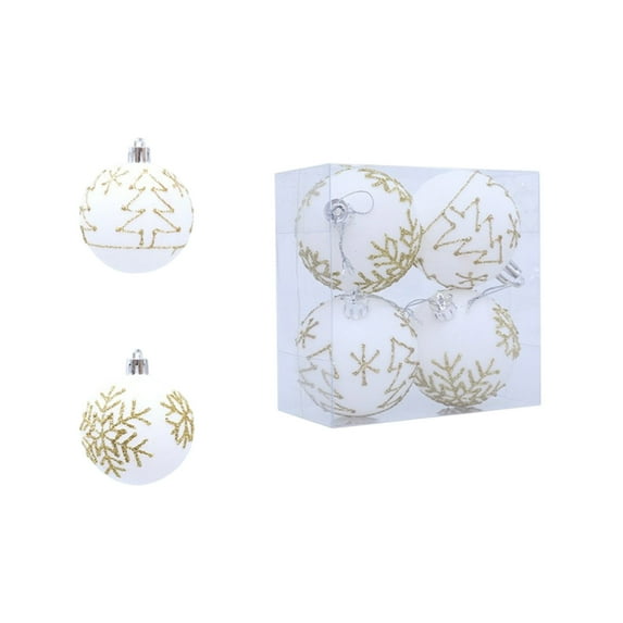 SIYTUAU White Flocked Christmas Balls Set Of 4 Tree Ornaments 6Cm Hanging Holiday Decor Velvet Material Round Decorations 2.36 Inch Diameter White