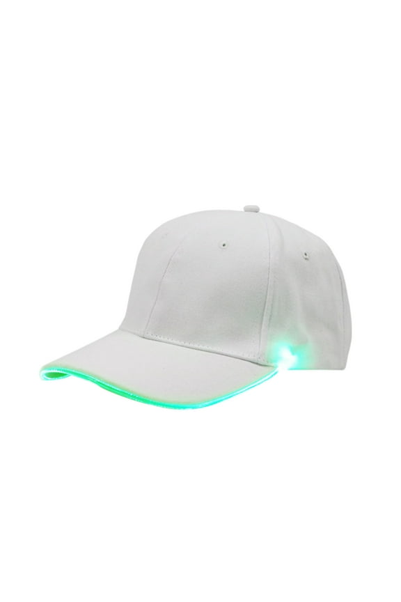 White Led Baseball Cap With Green Light Effects Party Hat Festival Accessory Adjustable Size Polyester Material Remote Control For Concerts Events Stage Performance B