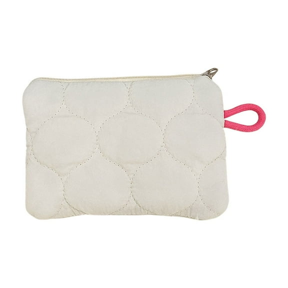 SIYTUAU White Mini Woven Coin Purse Makeup Bag Portable Zipper Pouch For Travel Shopping Daily Use Nylon Spandex Material White