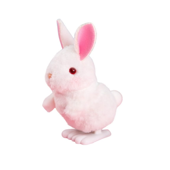 SIYTUAU White Wind Up Bunny Toy Soft Plush Stuffed Animal Doll With Moving Tail Sound Effects 3.1X2.4X1.6 Inches Clockwork Toy For Kids Birthday Gift White