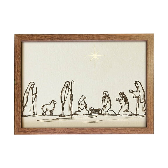 SIYTUAU Wood Nativity Scene With Bethlehem Star Framed Christmas Wall Decoration Religious Design For Home And Church Use Wood Ornament