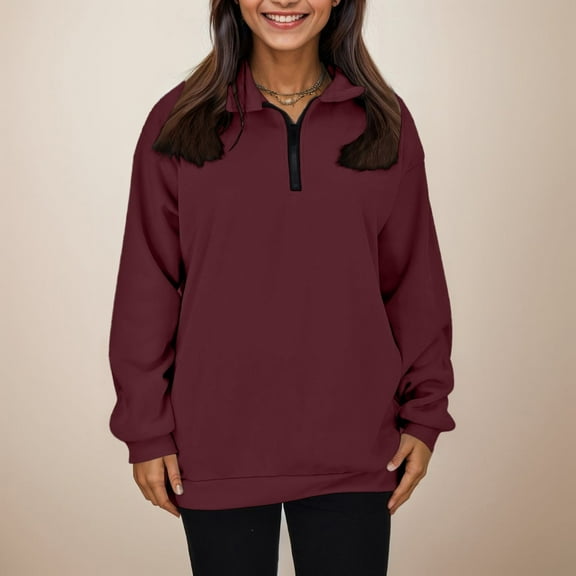 SIYUDAN Adult Women Sweatshirt,Long Sleeve Sweatshirt Women'S Quarter Zip Pullover Crewneck Sweatshirts for Women Trendy Fall Sweatshirts for Women Trendy