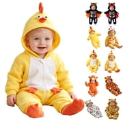 SIYUDAN Baby Chicken Romper 3D Animal Hooded Jumpsuit Bodysuit for Infant Baby Halloween Outfit Dress up 3-6 Months