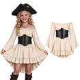 thumbnail image 1 of SIYUDAN Girls Off the Shoulder Pirate Dresses with Sash Two Piece Set, Halloween Pirate Girl Dress High Low Ruffled Dress up Party Outfit 11-12 Years, 1 of 8
