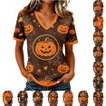 thumbnail image 1 of SIYUDAN Halloween Womens Shirt V Neck Short Sleeve Pumpkin Shirt Women Graphic Tshirts for Women Orange Halloween Shirt Fall Shirts for Women, Size XXXL, 1 of 6