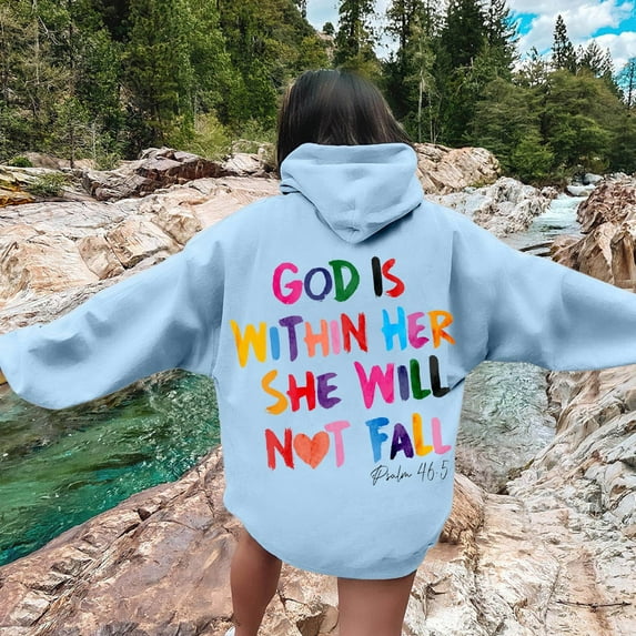 SIYUDAN Hoodies For Women Jesus Hoodies Graphic Letter Print Sweatshirt Oversized Pullovers For Women Winter Essentials Young Women's Wear