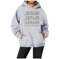 thumbnail image 1 of SIYUDAN Hoodies Sweatshirt For Women Jesus Loves You Hoodies Letter Print Sweatshirt Oversized Lightweight Pullover For Women Women Fall Outfits Clothing For Women, 1 of 3