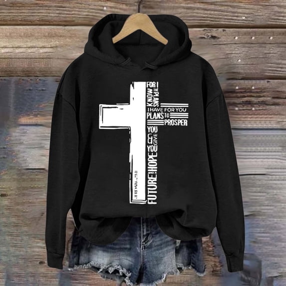 SIYUDAN Hoodies For Women Jesus Loves You Hooded Sweatshirts Letter Print Christian Sweatshirt Oversized Hoodie For Women Pullover Fall Fashion For Women Cute Womens Clothes