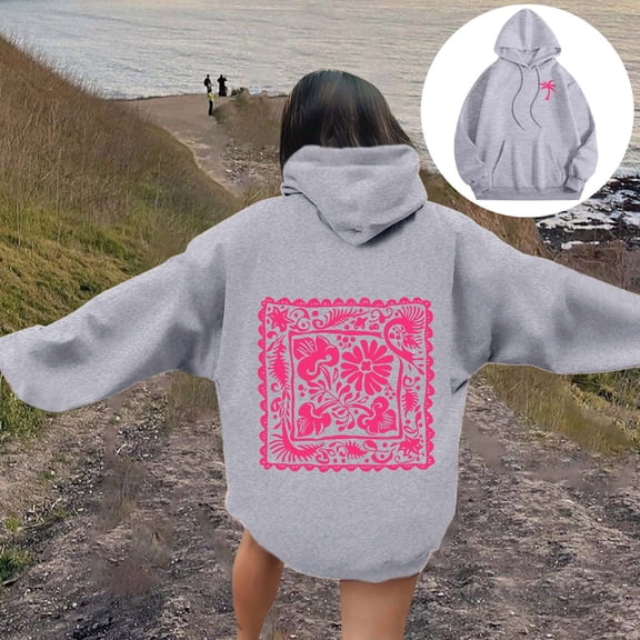 SIYUDAN Hoodies for Women Long Sleeve Womens Pullover Sweatshirts Baggy Hoodies Pink Clothes Fall Sweatshirts Teens Clothes