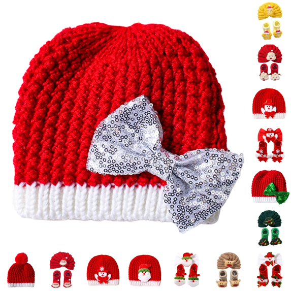 SIYUDAN Baby Christmas Hats Baby Beanie Knit Beanie Warm Winter Hat for Babies Cold Weather Holiday Fashion Headwear