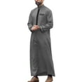 thumbnail image 1 of SIYUDAN Kaftan Thobe for Men Casual Long Sleeve Mens Tunic Embroidered Stand Collar Dress for Men Grey Robe, 1 of 4