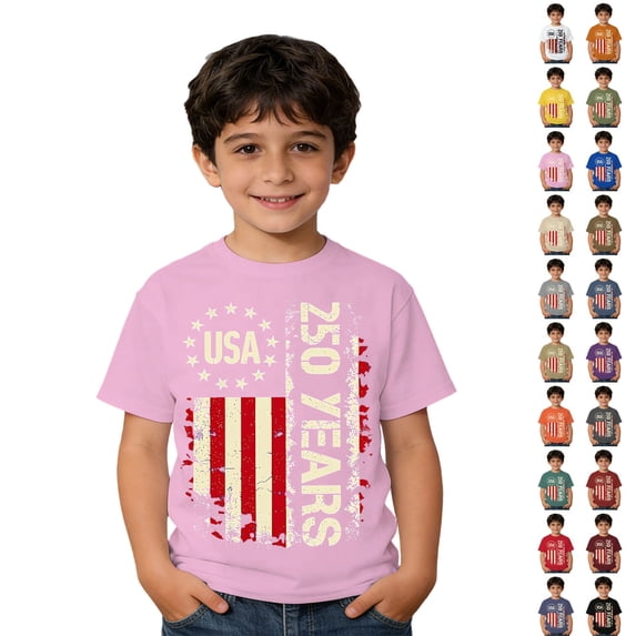 SIYUDAN Kids 250th Anniversary Shirts for Kids Short Sleeve Shirts Boys American Flag T-Shirt Toddler Tee Shirts Boys 12-13 Years Clothes