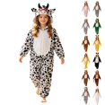 thumbnail image 1 of SIYUDAN Kids Animal Onesie Pajamas Long Sleeve Zip up 3D Ears Hooded Romper Bodysuit Boys Christmas Pajamas Cow Onesie for Girls Boys Matching Sleepwear Set 7-8 Years, 1 of 5
