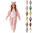 thumbnail image 1 of SIYUDAN Kids Animal Onesie Pajamas Long Sleeve Zip up 3D Ears Hooded Romper Bodysuit Girls Christmas Pajamas Pig Onesie 11-12 Years Boy Pajamas, 1 of 5