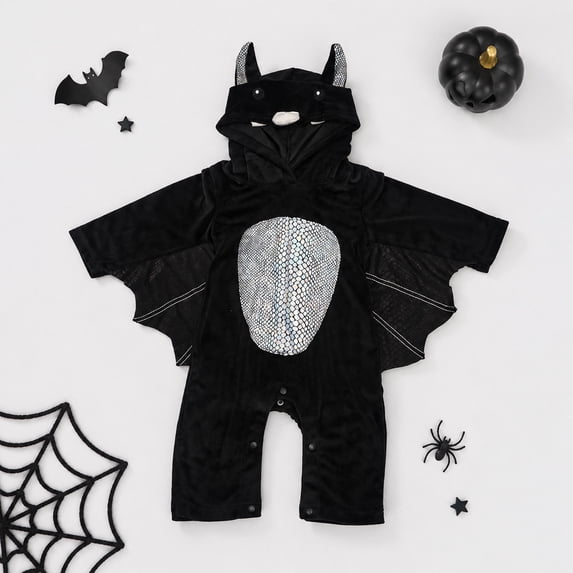 SIYUDAN Kids Bat Costume Infant Romper Jumpsuit With Hat Outfits Set Kids Halloween Costumes Boys, Size 3-6 Months