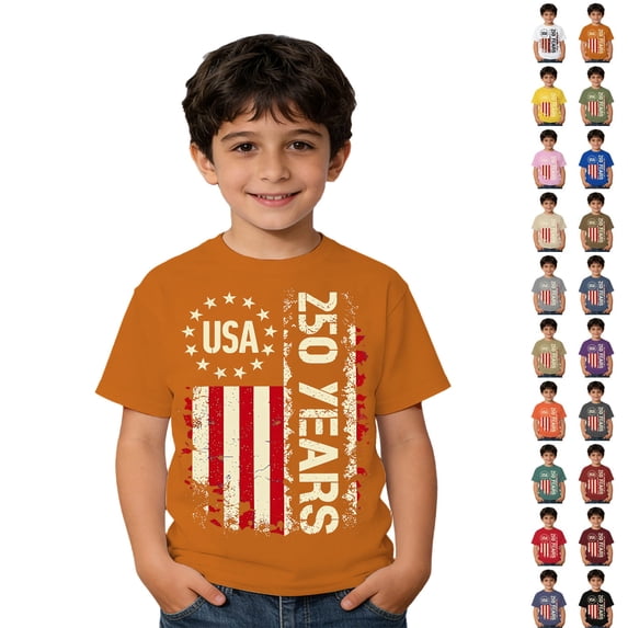 SIYUDAN Kids USA 250th Anniversary Shirt Short Sleeve Boys Shirts Patriotic T Shirt Boys Tee Shirts Boys 8-9 Years Clothes