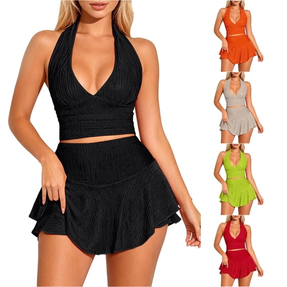 SIYUDAN Matching Sets For Women, Sleeveless Tank & High Waist Shorts Backless Casual Summer Daily Outfit S