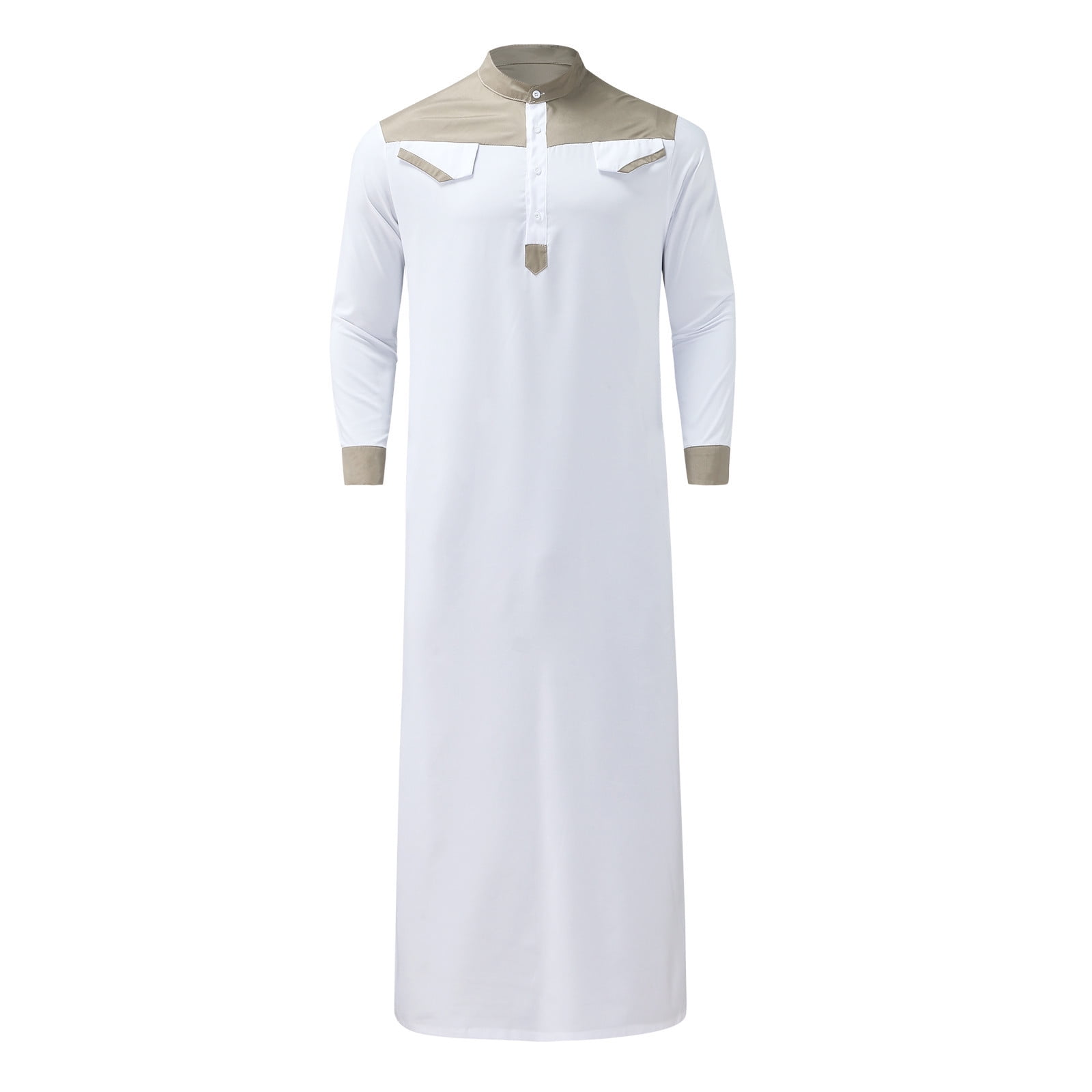 SIYUDAN Men Kaftan Thobe Casual Long Sleeve Mens Robes Robe with Half ...