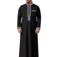 thumbnail image 1 of SIYUDAN Men Kaftan Thobe Casual Long Sleeve Robes for Men Embroidered Muslim Men Clothing Black Robe, 1 of 8