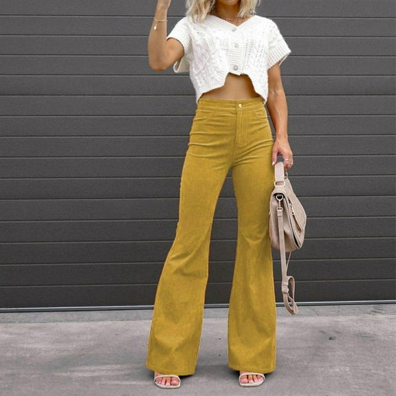 SIYUDAN Pants For Women Casual Pants Yellow Adult Pants Loose Fit Pants For Women Women Trousers High Waisted Women'S Fall Pants