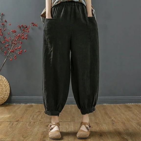 SIYUDAN Pants For Women Womens Casual Pants Black Adult Work Pants For Women Lounge Pants Women Elastic Waist Pants For Women With Pockets Womens Capris For Summer