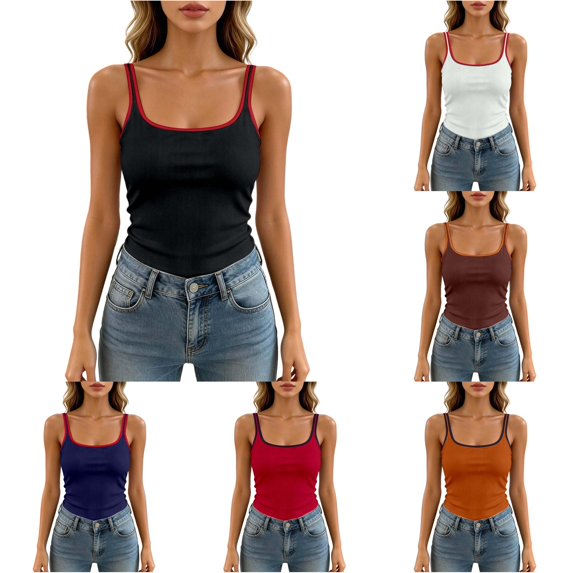 SIYUDAN Tank with Built In Bra for Women Summer Sleeveless Spaghetti Strap Camisole Tops for Layering Womens Tops, One Size