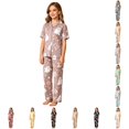 thumbnail image 1 of SIYUDAN Halloween Pjs Set Pumpkin Ghost Print 2PC Silk Pajama Set Short Sleeve Button-Down Top Pants Set Set Girls Clothes Size 15-16 Years, 1 of 4