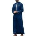 thumbnail image 1 of SIYUDAN Thobe for Men Kaftan Casual Long Sleeve Mens Robe Long Embroidered Stand Collar Muslim Thobe Blue Thobe, 1 of 4