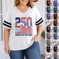 thumbnail image 1 of SIYUDAN Women America's 250th Anniversary T-Shirt Plus Size V Neck Short Sleeve Independence Womens Graphic T Shirts Womens T-Shirts, Size XXL, 1 of 5