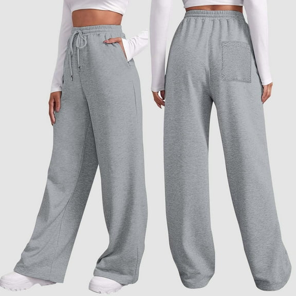 SIYUDAN Women Pants Casual Pants Light Gray Adult Baggy Pants Women Lounge Pants Wide Leg Pants Womens Summer Pants
