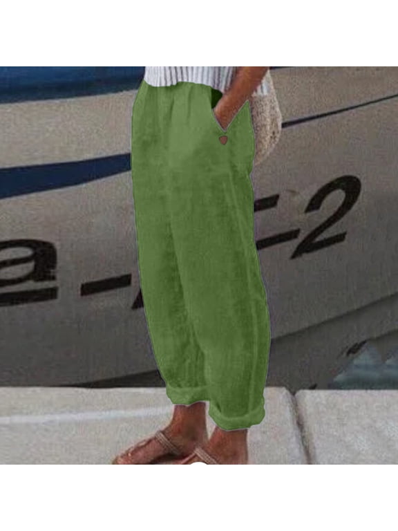 Women Pants Casual Womens Pants GreenAdult Work Pants For Women Lounge Pants For Women Loose Fit Womens Elastic Waist Pants Women Summer Pants