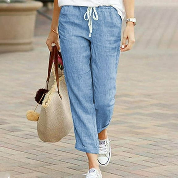 SIYUDAN Women Pants Women Casual Pants Blue Adult Work Pants For Women Womens Lounge Pants Wide Leg Pants Woman With Pockets Fall Pants For Women 2025